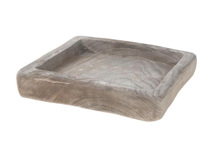 WOODEN TRAY SQUARE 29*29*5,5CM GREY