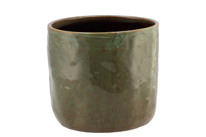 <h4>Iron Stone Green Glazed Pot 19x17cm</h4>