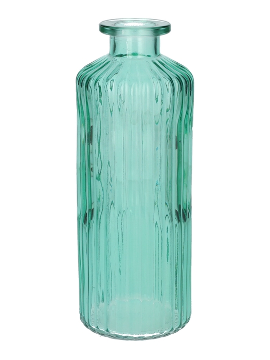 <h4>DF02-666113100 - Bottle Caro lines d4.5/7.5xh20 turquoise transparent</h4>