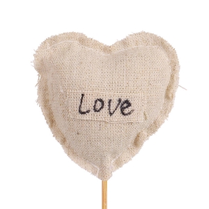 Bijsteker hart Isabel katoen 7cm+12cm beige