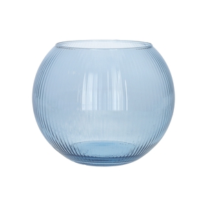 DF02-883918000 - Glass bowl Alverda Lines d12/19xh15.5 cool blue
