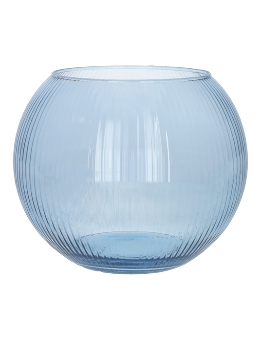 <h4>DF02-883918000 - Glass bowl Alverda Lines d12/19xh15.5 cool blue</h4>