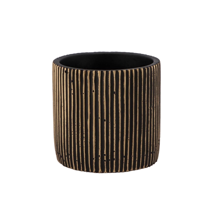 <h4>Stripes Black Gold Cylinder Pot 15x14cm Nm</h4>