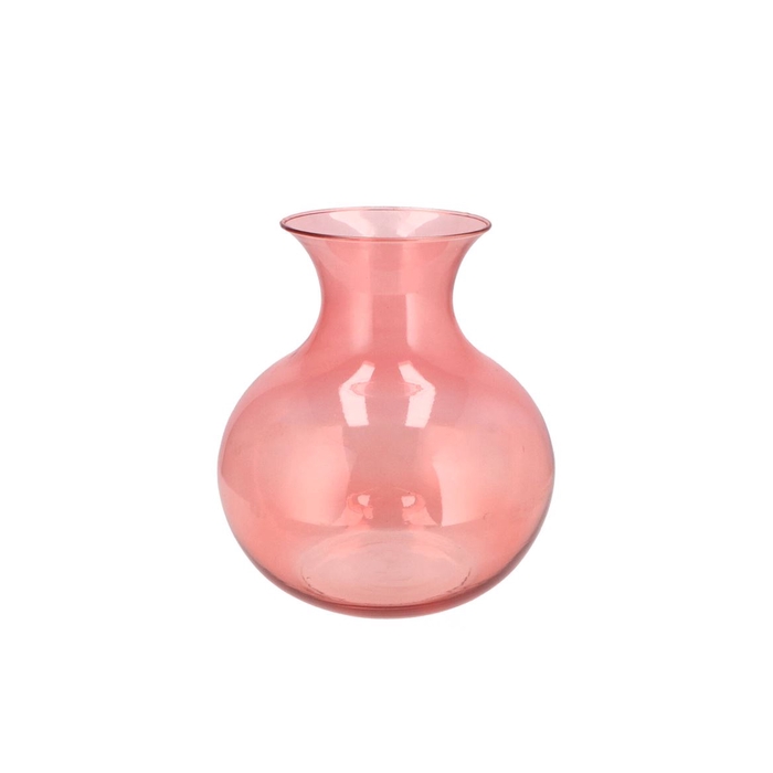 <h4>Mira Pink Glass Cone Neck Sphere Vase 20x20x21cm</h4>