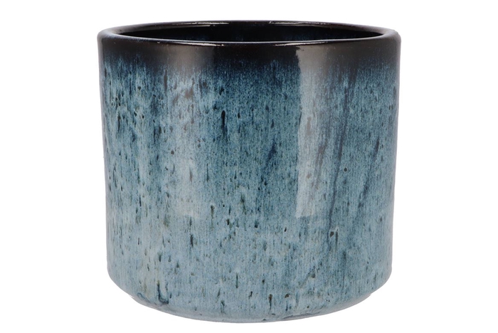 <h4>Javea Cilinder Pot Glazed Blue 24x21cm</h4>