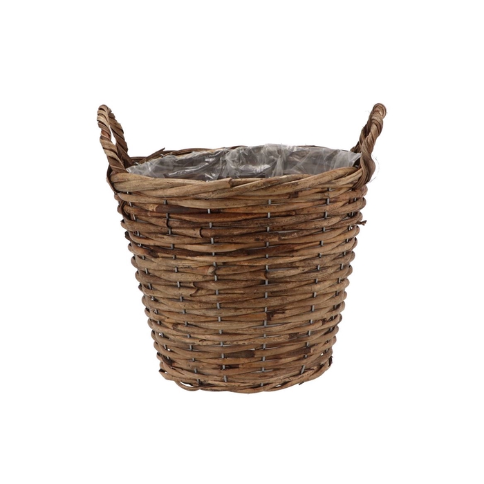 <h4>Rattan Basket Pot Round +ears 25x21cm</h4>