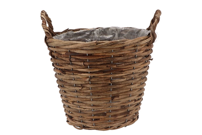 <h4>Rattan Basket Pot Round +ears 25x21cm</h4>