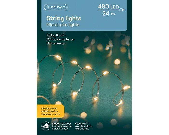 MICRO LED STRINGLIGHTS BUITEN SILVER CABLE - 480LAMPS KLASSIEKWARMWHITE 2395CM