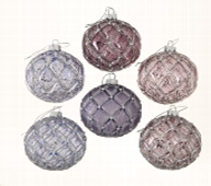 Christmas ball Safina, 6 ass., Ball, D 8 cm, Glas lackiert, Violet glass laquered violett