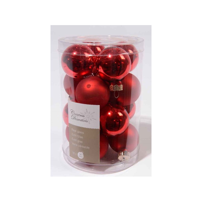 <h4>KERSTBAL GLASS 35MM CHRISTMASRED 16PCS</h4>