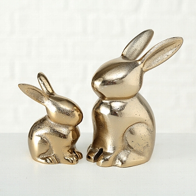 Figurine Roger, Rabbit, H 13 cm, Aluminium, Gold aluminium gold