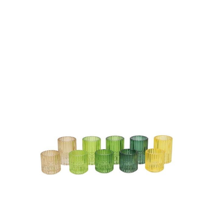 <h4>Bicolore Candle H Green Mix Round Ass Set Of 2 5,5x7cm</h4>