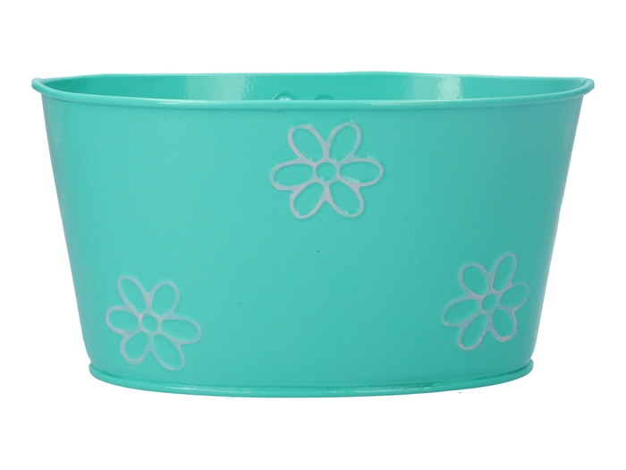 <h4>DF04-665732000 - Planter Daisy oval 19x13xh10 turquoise/pink</h4>