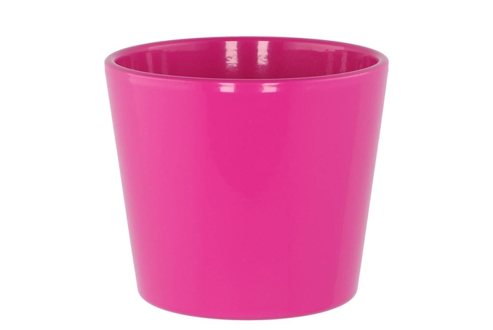 Ceramic Pot Pink Shiny 13cm