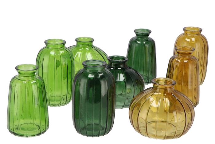<h4>Dayah forest green glass bottle s/3 7x11cm</h4>