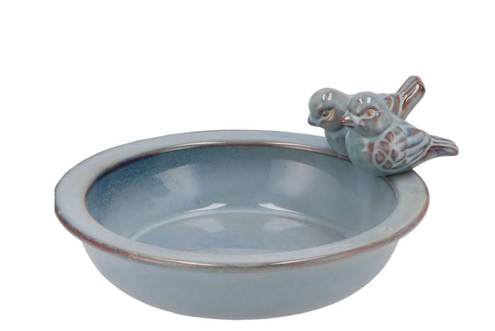 Bird Bowl Glazed Blue 28x5cm