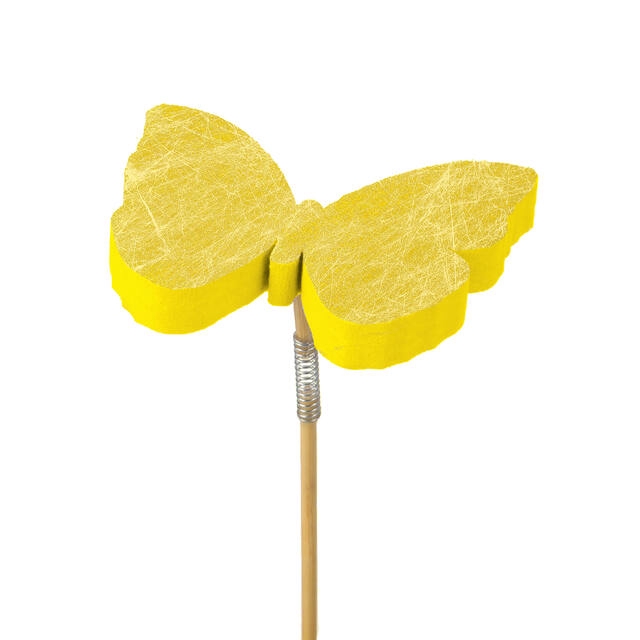 <h4>Pick butterfly Fiber foam 7x7cm+50cm stick yellow</h4>