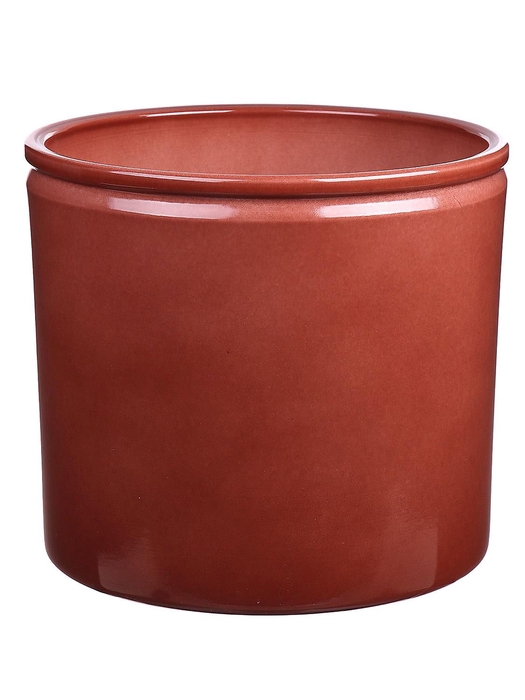 DF03-883750200 - Pot Lucca1 d19.4xh17.6 brown glazed