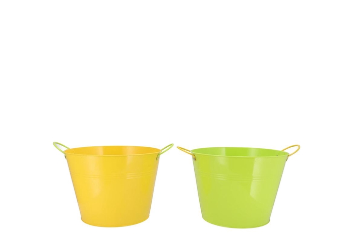 <h4>Zinc Basic Yellow/green Ears Bucket 19x16cm</h4>