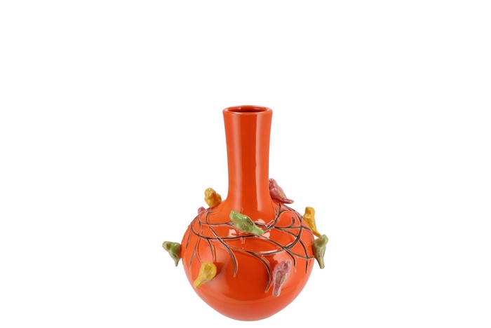 Bird Vase Orange Tube 13x15cm