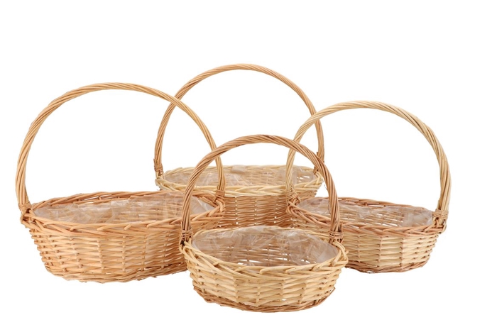 Wicker Basket Ruby With Handle Natural 45x42x38cm Set 4
