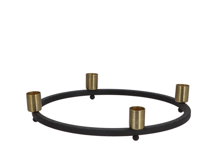 <h4>Ariana Black/gold 4x Candle Holder 27cm</h4>