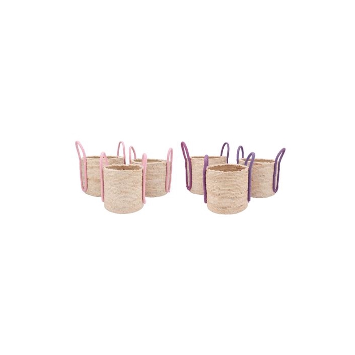 <h4>Venice Pink/lila Basket Handles Set 3 35x28/32x26/26x25</h4>