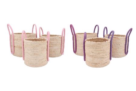 <h4>Venice Pink/lila Basket Handles Set 3 35x28/32x26/26x25</h4>