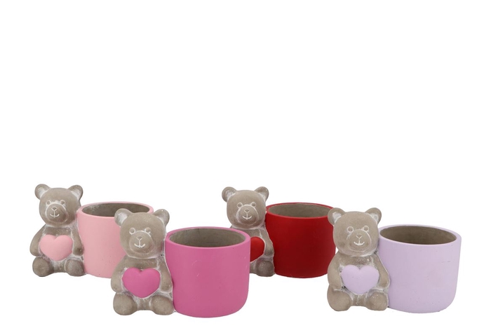 Bear Hearts Pink/red/lila Pot Ass 17x11x13