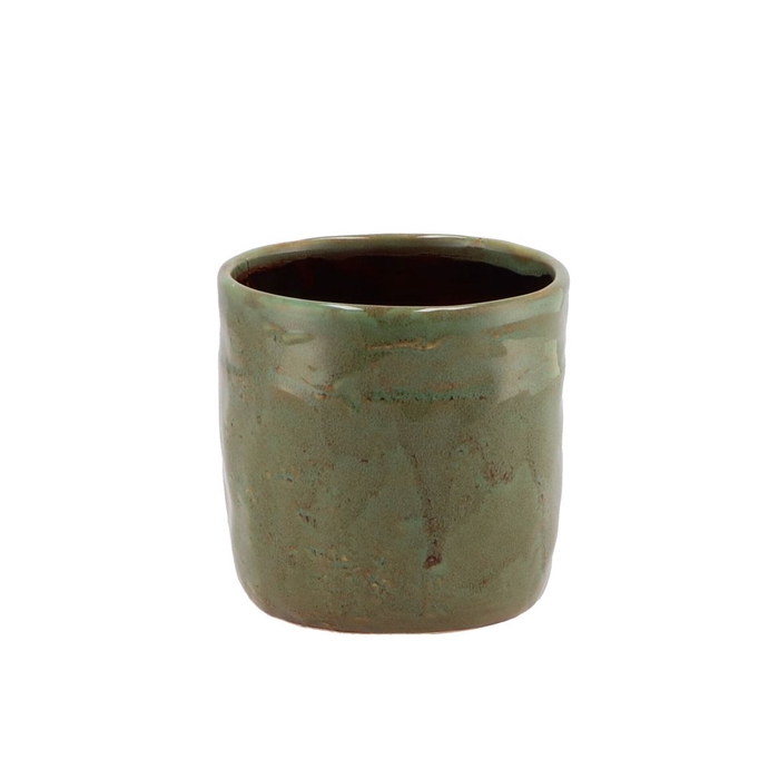 <h4>Iron Stone Green Glazed Pot 12x11cm</h4>