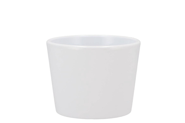 Ceramic Pot White Shiny 11cm