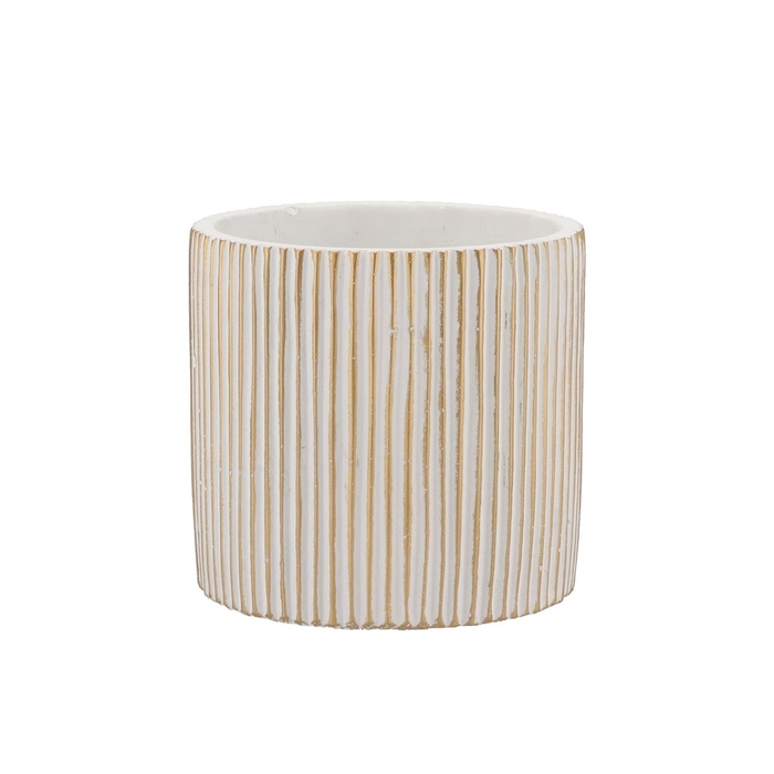 <h4>Stripes White Gold Cylinder Pot 13x13cm Nm</h4>