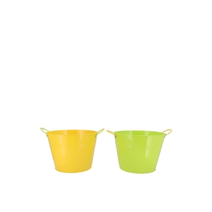 Zinc Basic Yellow/green Ears Bucket 13x12cm
