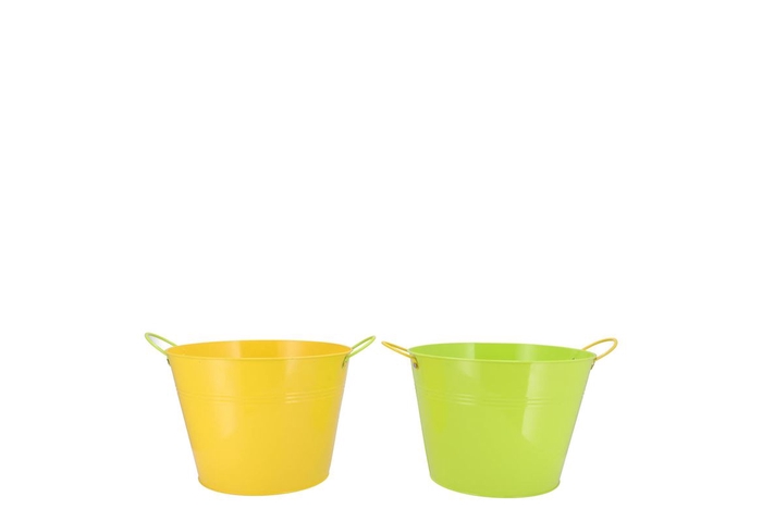 <h4>Zinc Basic Yellow/green Ears Bucket 13x12cm</h4>