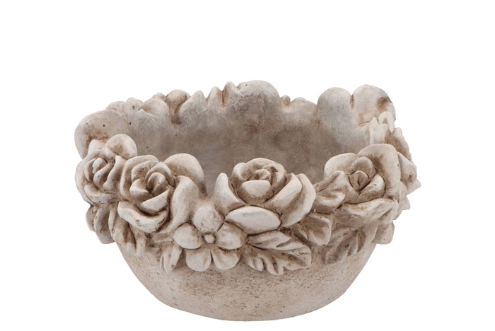 Concrete Antique Flower Bowl Round 22x22x12cm