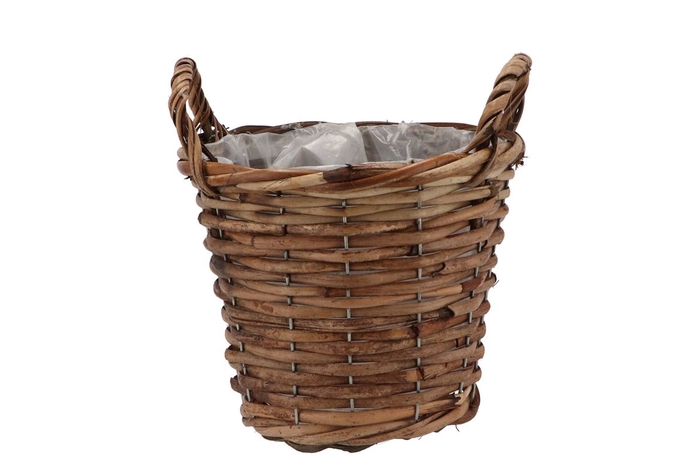 Rattan Basket Pot Round +ears 19x16cm