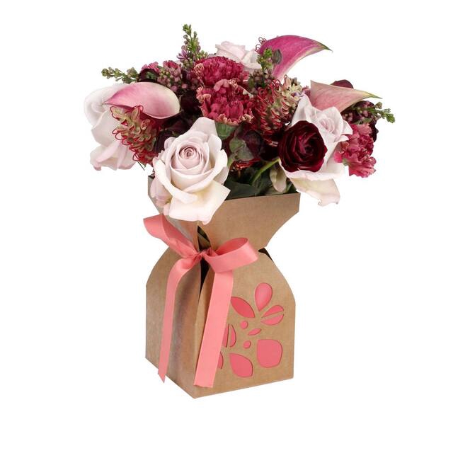 <h4>Vase basic decoration carton+ribbon11,5xH21cm pink</h4>