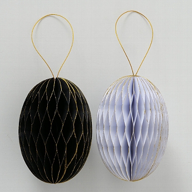 Decorative pendant Sander, 2 ass., Egg, H 12 cm, D 8 cm, Paper paper colour-mix