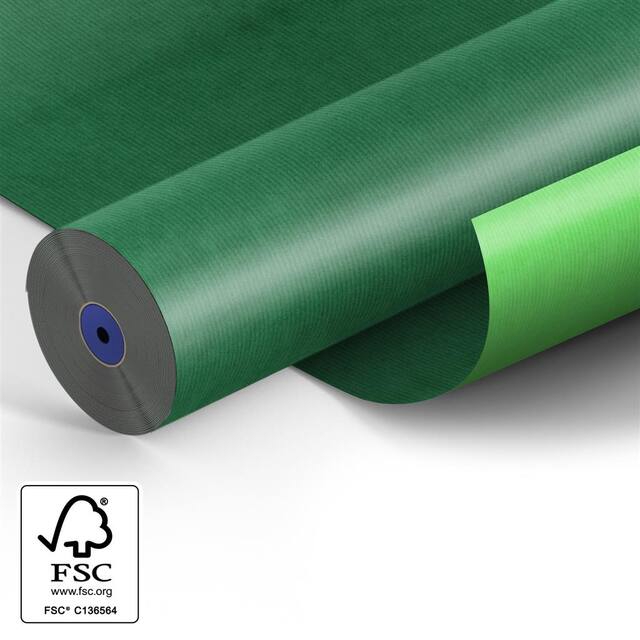 Paper 60cm kraft white 50gr d.green/l.green 400m.