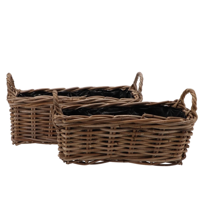 <h4>Rattan Basket Rectangle 2pcs 44x20x17cm</h4>