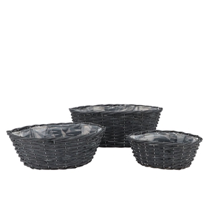 Wicker Black Basket Ellips Set 3dlg 41x23x15cm