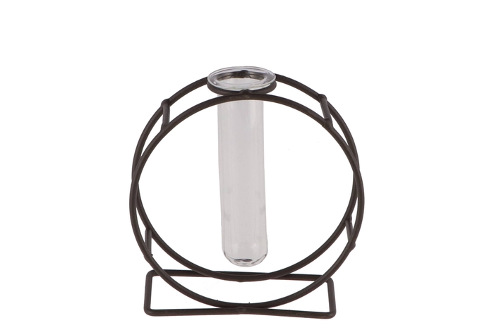 Metal Rack Grey Circle Glass Tube 5x12cm