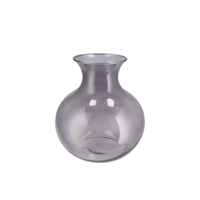 <h4>Mira Smoke Glass Cone Neck Sphere Vase 25x25x27cm</h4>