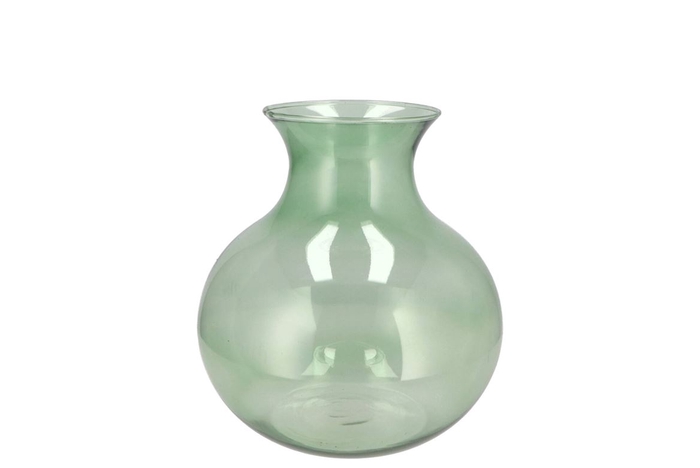 <h4>Mira Green Glass Cone Neck Sphere Vase 16x16x17cm</h4>