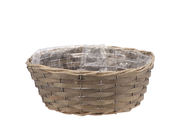 Wicker Bowl Basket Round Grey 30x12cm