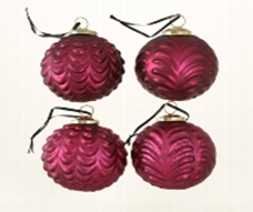 Christmas ball Bolia, 4 ass., Ball, D 10 cm, Glas lackiert, Fuchsia glass laquered pink