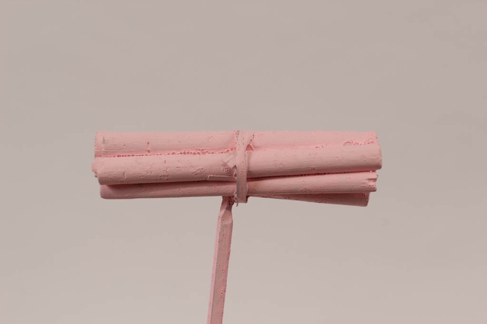 Jute Stick Posy on stem Metallic Pink