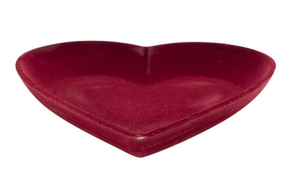 HART FLOCKED ROOD 25X25XH3,8CM HOUT