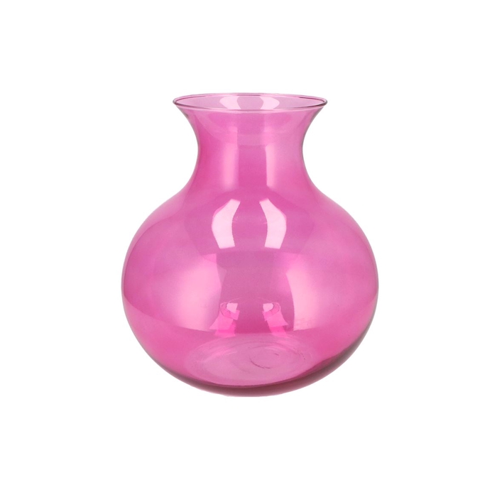 <h4>Mira Fuchsia Glass Cone Neck Sphere Vase 32x32x32cm</h4>