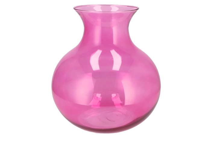 <h4>Mira Fuchsia Glass Cone Neck Sphere Vase 32x32x32cm</h4>